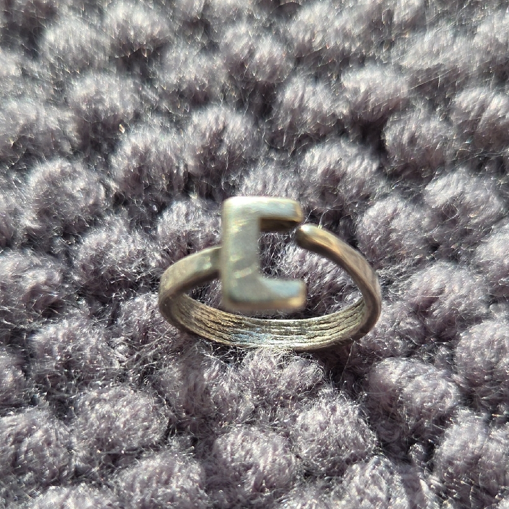 Silver Initial Ring - image 1